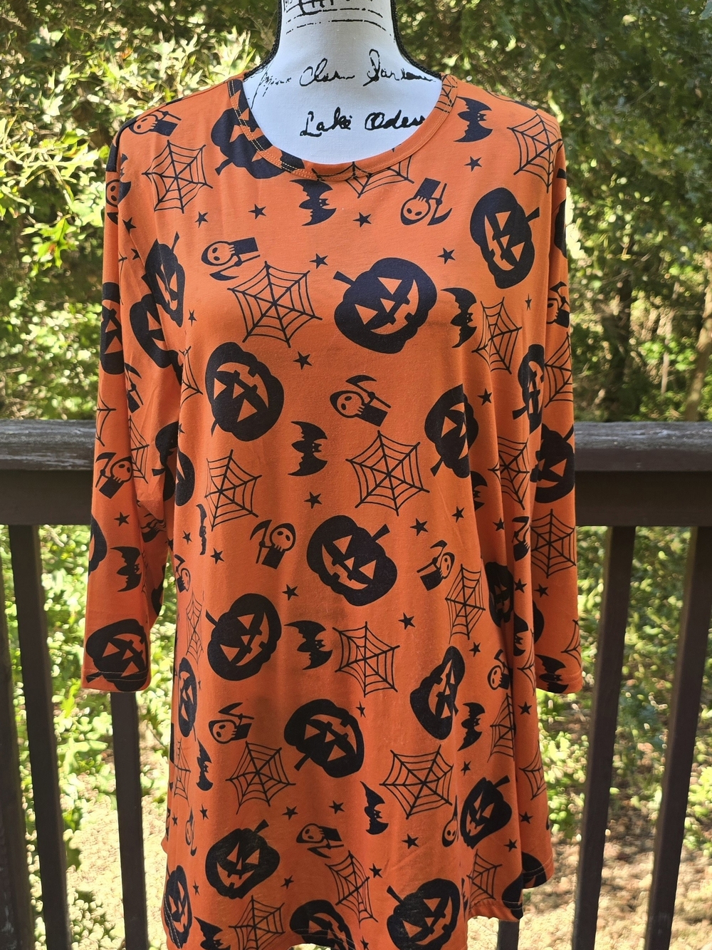 Amazon Orange & Black Halloween Pumpkin Print Tunic